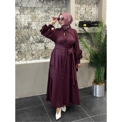 Bordo Kemerli Elbise