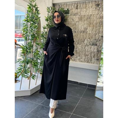 Siyah Cep Detaylı Tunik Elbise
