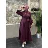 Bordo Kemerli Elbise